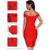meilun Women’s Rayon Off Shoulder Bandage Bodycon Party Dress(Red-2)