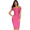 meilun Women’s Rayon Off Shoulder Bandage Bodycon Party Dress(Rose)