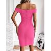 meilun Women’s Rayon Off Shoulder Bandage Bodycon Party Dress(Rose)