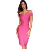 meilun Women’s Rayon Off Shoulder Bandage Bodycon Party Dress(Rose)
