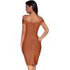 meilun Women’s Rayon Off Shoulder Bandage Bodycon Party Dress(Sunorange)