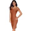 meilun Women’s Rayon Off Shoulder Bandage Bodycon Party Dress(Sunorange)