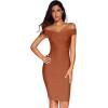 meilun Women’s Rayon Off Shoulder Bandage Bodycon Party Dress(Sunorange)