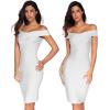 meilun Women’s Rayon Off Shoulder Bandage Bodycon Party Dress(White)