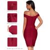 meilun Women’s Rayon Off Shoulder Bandage Bodycon Party Dress(Wine)