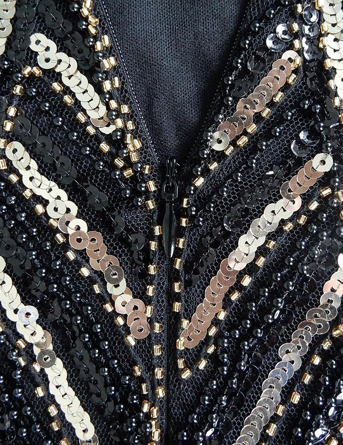 imageWomens 1920s Vintage Gatsby Sequin Embellished Flapper Mini Dress
