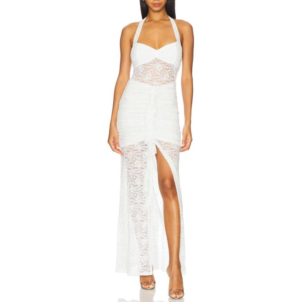 imageHanging Lace Long Sleeveless Backless Slim Home Coming Holiday Bridesmaid DressesWhite