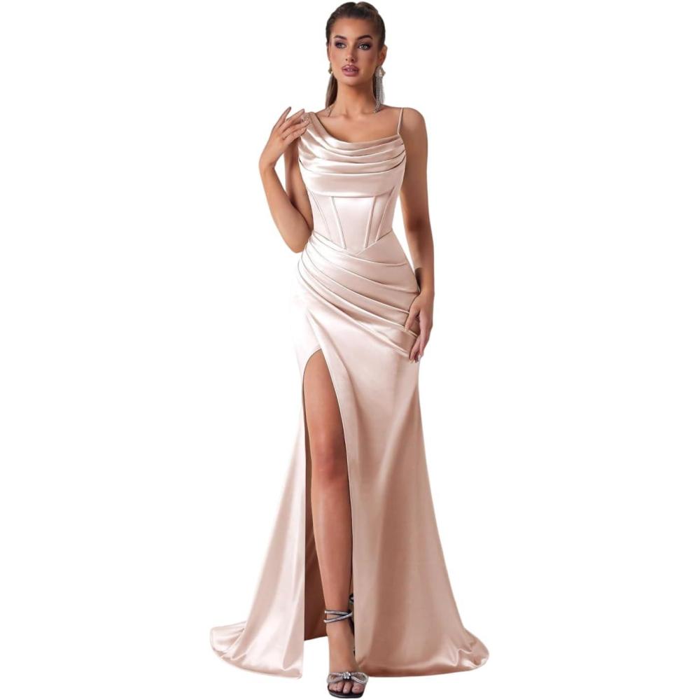 imagemeilun OffShoulder Strapless Dress Elegant Long Evening Gown for Formal OccasionsBeige