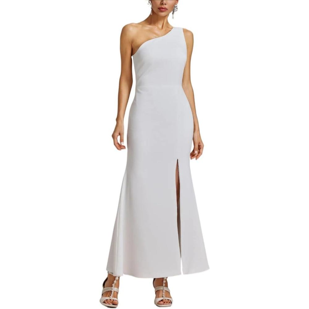imagemeilun Satin Bridesmaid Dress White Luxury Evening Gown Everyday OffTheShoulder Strapless DressWhite3