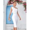 Mesh One Shoulder Bow Bodycon Midi Graduation Birthday Dinner Dress Bandage Party Dress(A-white)