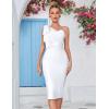Mesh One Shoulder Bow Bodycon Midi Graduation Birthday Dinner Dress Bandage Party Dress(A-white)
