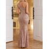 One Shoulder Formal Evening Gowns Sequin Mermaid Maxi Dress for Wedding Guest(C-champagnegold)