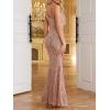 One Shoulder Formal Evening Gowns Sequin Mermaid Maxi Dress for Wedding Guest(C-champagnegold)