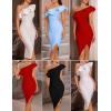 One Shoulder Ruffle Wedding Guest Dress Side Split Bodycon Bandage Cocktail Party Dress Birthday Dinner Dress(A-black)