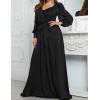 Plus Size Formal Evening Gowns Lantern Long Sleeve Party Dress Elegant Sequins Long Dress(A-black)