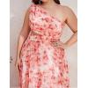 Plus Size One Shoulder Cut Out Chiffon Casual Maxi Dress Floral Holiday Beach Long Dresses(A-asshown)