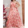 Plus Size One Shoulder Cut Out Chiffon Casual Maxi Dress Floral Holiday Beach Long Dresses(A-asshown)