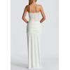 Strapless Sequin Maxi Dress with Mesh-Panel Waistband for Parties and Evening Events(White,XS)