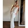 Strapless Sequin Maxi Dress with Mesh-Panel Waistband for Parties and Evening Events(White,XS)