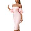 Bandage Dress Elegant Sexy Party Annual Gathering Evening Drop Shoulder Bridesmaid Dresses(B-pink)
