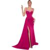 Beaded and Diamonds Embellished Strapless Dress Elegant Niche Evening Gown(Rose)