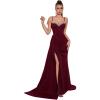 Beaded and Diamonds Embellished Strapless Dress Elegant Niche Evening Gown(Wine)
