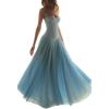 Bustier-Style Lace-Panel Dress with Sheer Asymmetric Hem Casual Resort-Style Dress(Blue)