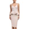 Classic Contour Bandage Top and Skirt Two Piece Set Ceremonial Gown for Presiding Officers(Beige)