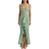 Elegant Mesh Wedding Guest Dress Flowy Ruffle Bodycon Maxi Dress Fishtail Long Formal Dress(B-lightgreen)