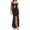 Elegant Mesh Wedding Guest Dress Summer Bodycon Cut Out Cocktail Maxi Fishtail Long Formal Dress(A-black)