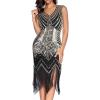 Flapper Dresses 1920s Gastby Sequin Dress for Women Tassels Party Night Cocktail(Gold)