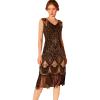 Flapper Dresses 1920s Gastby Sequin Dress for Women Tassels Party Night Cocktail(U-black)