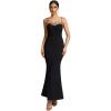 Halter Floral Embroidered Dress Lace Up Tight Package Hip Vacation Evening Gowns(Black)