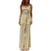 Hanging Lace Long Sleeveless Backless Slim Home Coming Holiday Bridesmaid Dresses(Yellow)