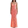 Lace Dress Slim Halter Sexy Fashion Lace Backless Maxi Seaside Graduation Dresses(B-orange)