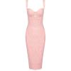 Lace Fishbone Midi Cocktail Party Bandage Dress for Women Back Slit Wedding Guest Dress(A-pink(bandage))