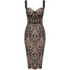 Lace Fishbone Midi Cocktail Party Bandage Dress for Women Back Slit Wedding Guest Dress(B-black(velvet))