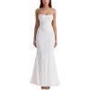 Lace Fishtail Long Maxi Dress Dinner Wedding Dress for Bridesmaid Wedding Party(B-white)