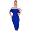 Off Shoulder Bandage Dresses for Women Wedding Guest Party Midi Formal Gowns Evening Dress(A-blue)