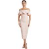 Off Shoulder Bandage Dresses for Women Wedding Guest Party Midi Formal Gowns Evening Dress(A-pink)