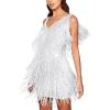 Sequin Cocktail Dresses Flapper Dresses 1920s Gatsby with All-Over Fringe Mini Dresses Prom Party Dress(B-white2)