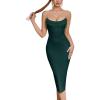 Sleeveless Sheath Bandage Dress Strapless Fishbone Split Party Evening Gowns(Green)