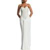 Strapless Sequin Maxi Dress with Mesh-Panel Waistband for Parties and Evening Events(White,XS)