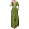 V-Neck Short-Sleeve Dress with Rhinestone Accents A-Line Silhouette for Everyday and Gatherings(Green)