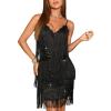 Women’s Cocktail Dresses Flapper Dresses 20s Gatsby with All-Over Fringe Mini Dresses Prom Party Dress(I-black)