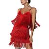 Women’s Cocktail Dresses Flapper Dresses 20s Gatsby with All-Over Fringe Mini Dresses Prom Party Dress(I-red)