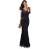 Women’s Sequin Fringe Rhinestone Cold Shoulder Maxi Gown Mermaid Bridesmaid Prom Dress(Blue)
