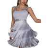 Women’s Shoulder Strap Cocktail Dresses Flapper Dresses 20s Gatsby Tassel Short Dresses Prom Party Dress(K-grey)