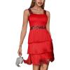 Women’s Shoulder Strap Cocktail Dresses Flapper Dresses 20s Gatsby Tassel Short Dresses Prom Party Dress(K-red)