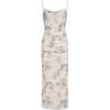 Women’s Sleeveless Midi Cocktail Party Dress Ruched Bodycon Mesh Wedding Guest Dress(A-grey)